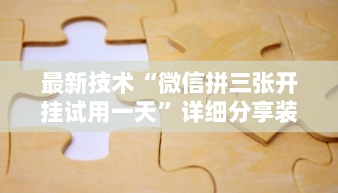最新技术“微信拼三张开挂试用一天”详细分享装挂步骤教程