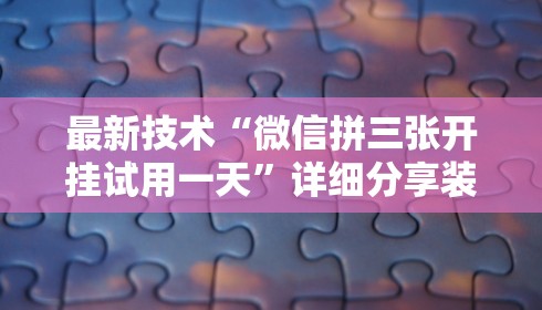 最新技术“微信拼三张开挂试用一天”详细分享装挂步骤教程