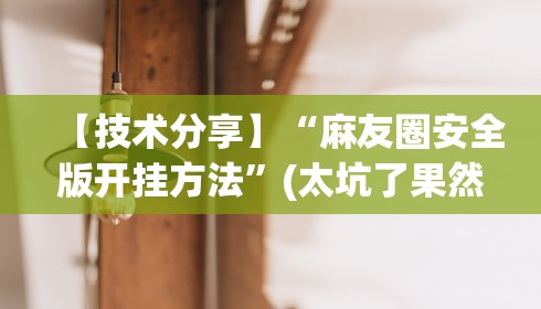 【技术分享】“麻友圈安全版开挂方法	”(太坑了果然有挂)